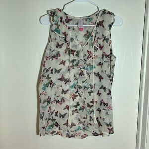 No Boundaries butterfly‎ ruffle tank XL 15-17